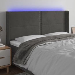 ZAGŁÓWEK DO ŁÓŻKA Z LED CIEMNOSZARY 183X16X118/128CM AKSAMIT