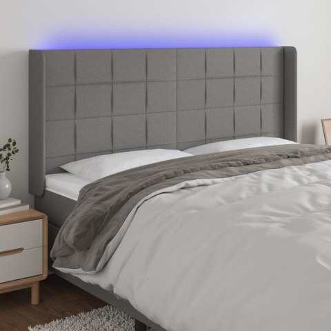 ZAGŁÓWEK DO ŁÓŻKA Z LED CIEMNOSZARY 183X16X118/128CM TKANINA