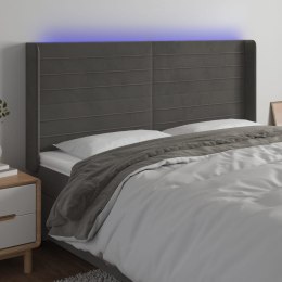 ZAGŁÓWEK DO ŁÓŻKA Z LED CIEMNOSZARY 203X16X118/128CM AKSAMIT