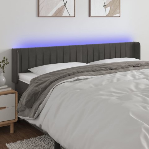 ZAGŁÓWEK DO ŁÓŻKA Z LED CIEMNOSZARY 203X16X78/88CM AKSAMIT