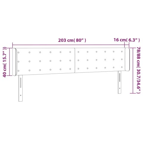 ZAGŁÓWEK DO ŁÓŻKA Z LED CIEMNOSZARY 203X16X78/88CM TKANINA