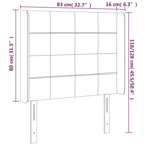 ZAGŁÓWEK DO ŁÓŻKA Z LED CIEMNOSZARY 83X16X118/128CM TKANINA