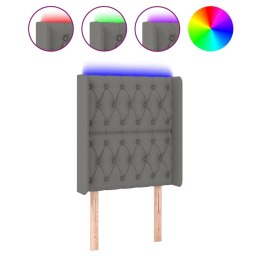 ZAGŁÓWEK DO ŁÓŻKA Z LED CIEMNOSZARY 83X16X118/128CM TKANINA