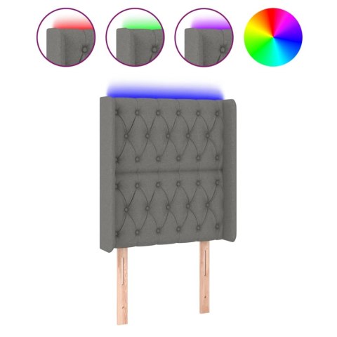 ZAGŁÓWEK DO ŁÓŻKA Z LED CIEMNOSZARY 83X16X118/128CM TKANINA