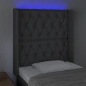 ZAGŁÓWEK DO ŁÓŻKA Z LED CIEMNOSZARY 83X16X118/128CM TKANINA