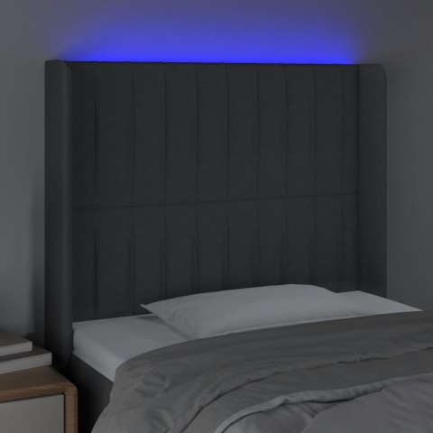 ZAGŁÓWEK DO ŁÓŻKA Z LED CIEMNOSZARY 93X16X118/128CM TKANINA