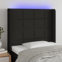 ZAGŁÓWEK DO ŁÓŻKA Z LED CZARNY 103X16X118/128CM TKANINA