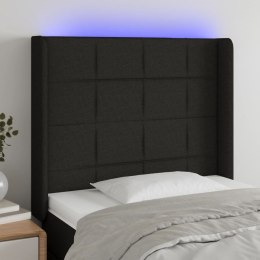 ZAGŁÓWEK DO ŁÓŻKA Z LED CZARNY 103X16X118/128CM TKANINA