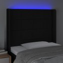 ZAGŁÓWEK DO ŁÓŻKA Z LED CZARNY 103X16X118/128CM TKANINA