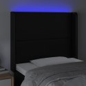 ZAGŁÓWEK DO ŁÓŻKA Z LED CZARNY 103X16X118/128CM SZTUCZNA SKÓRA