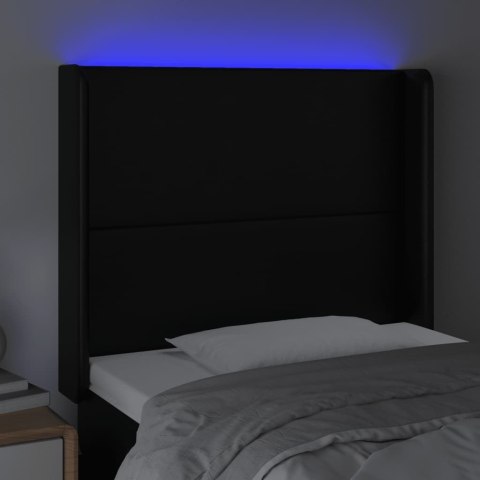 ZAGŁÓWEK DO ŁÓŻKA Z LED CZARNY 103X16X118/128CM SZTUCZNA SKÓRA