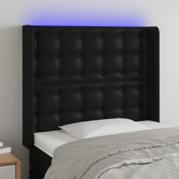 ZAGŁÓWEK DO ŁÓŻKA Z LED CZARNY 103X16X118/128CM SZTUCZNA SKÓRA