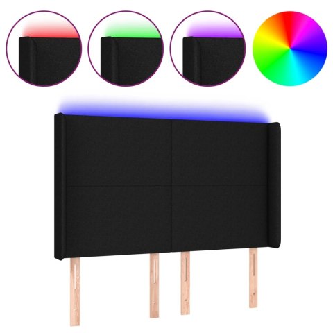 ZAGŁÓWEK DO ŁÓŻKA Z LED CZARNY 147X16X118/128CM TKANINA