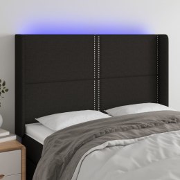 ZAGŁÓWEK DO ŁÓŻKA Z LED CZARNY 147X16X118/128CM TKANINA