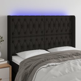 ZAGŁÓWEK DO ŁÓŻKA Z LED CZARNY 147X16X118/128CM TKANINA