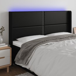 ZAGŁÓWEK DO ŁÓŻKA Z LED CZARNY 203X16X118/128CM SZTUCZNA SKÓRA