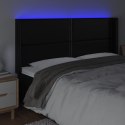 ZAGŁÓWEK DO ŁÓŻKA Z LED CZARNY 203X16X118/128CM SZTUCZNA SKÓRA