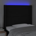 ZAGŁÓWEK DO ŁÓŻKA Z LED CZARNY 83X16X118/128CM TKANINA