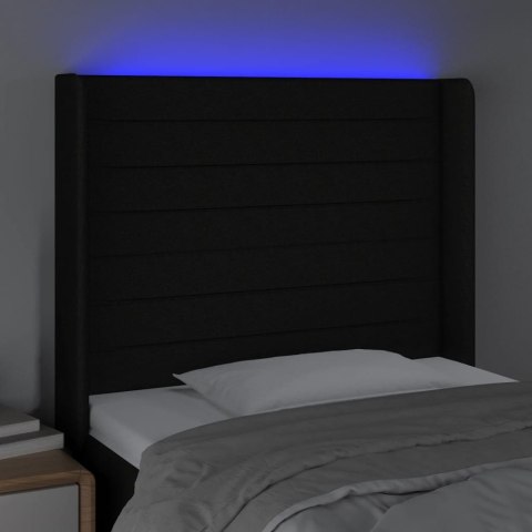 ZAGŁÓWEK DO ŁÓŻKA Z LED CZARNY 83X16X118/128CM TKANINA