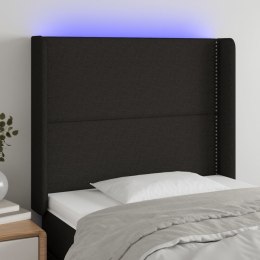 ZAGŁÓWEK DO ŁÓŻKA Z LED CZARNY 93X16X118/128CM TKANINA