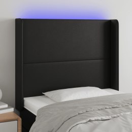 ZAGŁÓWEK DO ŁÓŻKA Z LED CZARNY 93X16X118/128CM SZTUCZNA SKÓRA