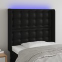 ZAGŁÓWEK DO ŁÓŻKA Z LED CZARNY 93X16X118/128CM SZTUCZNA SKÓRA