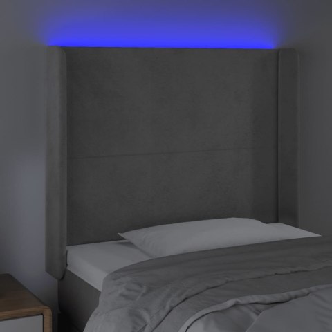 ZAGŁÓWEK DO ŁÓŻKA Z LED JASNOSZARY 103X16X118/128CM AKSAMIT