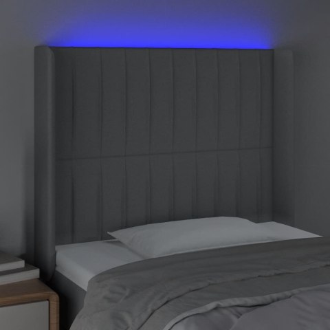 ZAGŁÓWEK DO ŁÓŻKA Z LED JASNOSZARY 103X16X118/128CM TKANINA