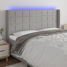 ZAGŁÓWEK DO ŁÓŻKA Z LED JASNOSZARY 163X16X118/128CM TKANINA
