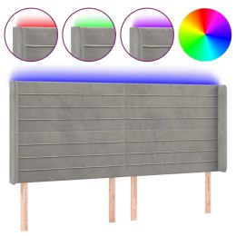 ZAGŁÓWEK DO ŁÓŻKA Z LED JASNOSZARY 183X16X118/128CM AKSAMIT