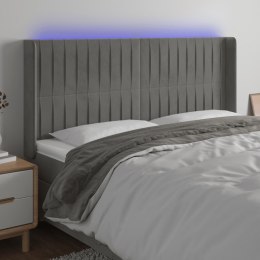 ZAGŁÓWEK DO ŁÓŻKA Z LED JASNOSZARY 183X16X118/128CM AKSAMIT