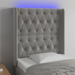 ZAGŁÓWEK DO ŁÓŻKA Z LED JASNOSZARY 83X16X118/128CM AKSAMIT