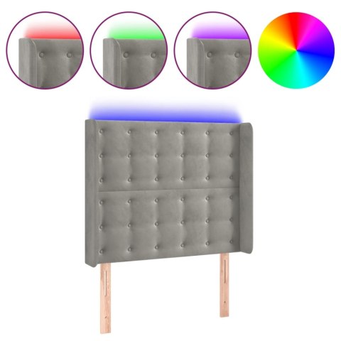 ZAGŁÓWEK DO ŁÓŻKA Z LED JASNOSZARY 93X16X118/128CM AKSAMIT