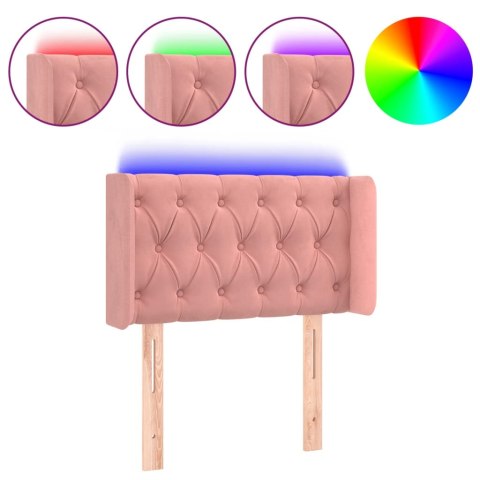 VidaXL Zagłówek do łóżka z LED, różowy, 83x16x78/88 cm, aksamit