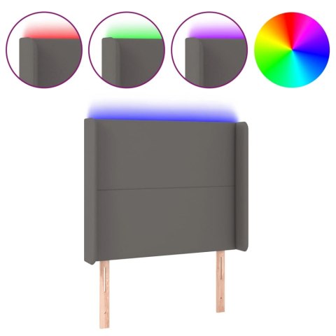 ZAGŁÓWEK DO ŁÓŻKA Z LED SZARY 83X16X118/128CM SZTUCZNA SKÓRA