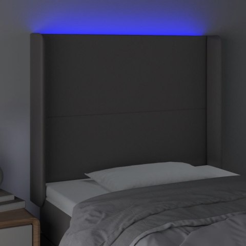 ZAGŁÓWEK DO ŁÓŻKA Z LED SZARY 83X16X118/128CM SZTUCZNA SKÓRA