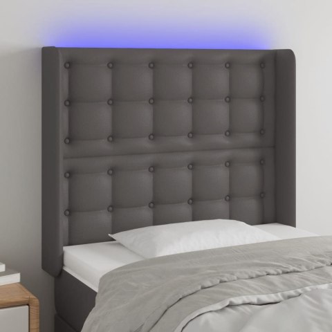 ZAGŁÓWEK DO ŁÓŻKA Z LED SZARY 83X16X118/128CM SZTUCZNA SKÓRA