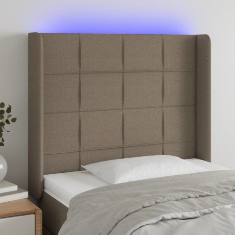 ZAGŁÓWEK DO ŁÓŻKA Z LED TAUPE 103X16X118/128CM TKANINA