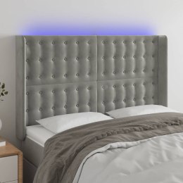 ZAGŁÓWEK DO ŁÓŻKA Z LED JASNOSZARY 147X16X118/128CM AKSAMIT