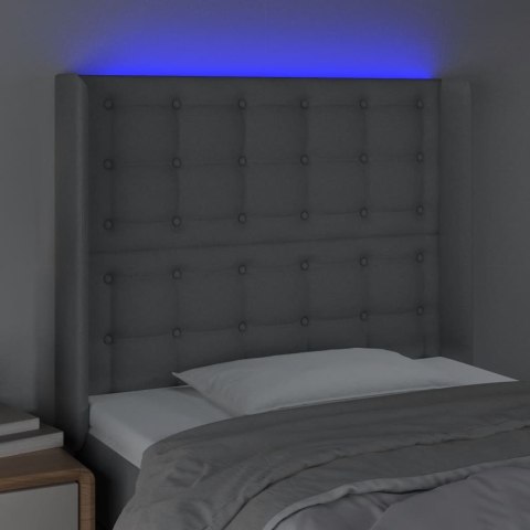 ZAGŁÓWEK DO ŁÓŻKA Z LED JASNOSZARY 83X16X118/128CM TKANINA