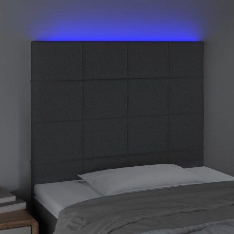 ZAGŁÓWEK DO ŁÓŻKA Z LED CIEMNOSZARY 90X5X118/128CM TKANINA