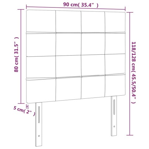 ZAGŁÓWEK DO ŁÓŻKA Z LED CIEMNOSZARY 90X5X118/128CM TKANINA