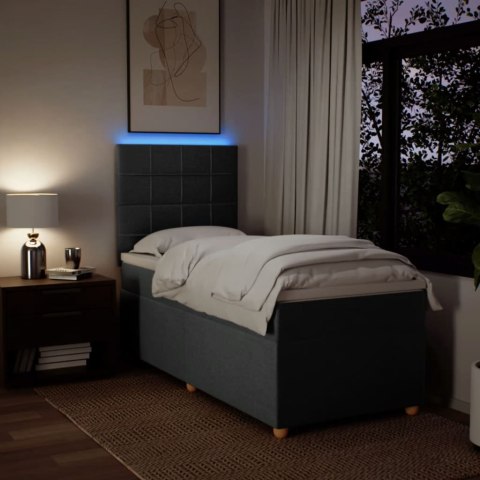 ŁÓŻKO KONTYNENTALNE Z MATERACEM CIEMNOSZARA TKANINA 100X200CM