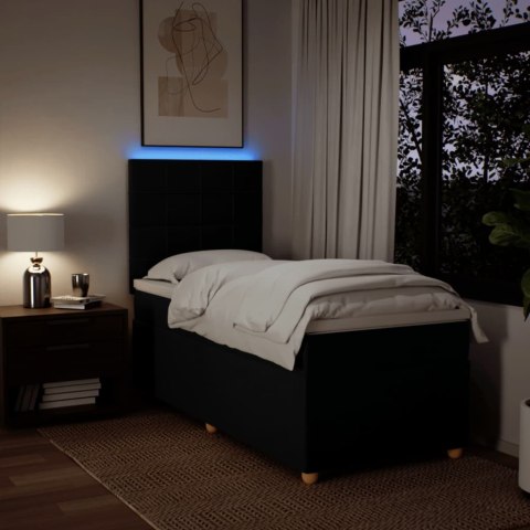 ŁÓŻKO KONTYNENTALNE Z MATERACEM CZARNE TKANINA 90X200CM