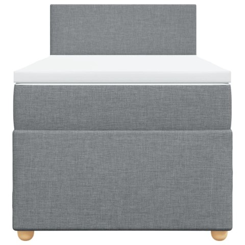 ŁÓŻKO KONTYNENTALNE Z MATERACEM JASNOSZARE TKANINA 90X200CM