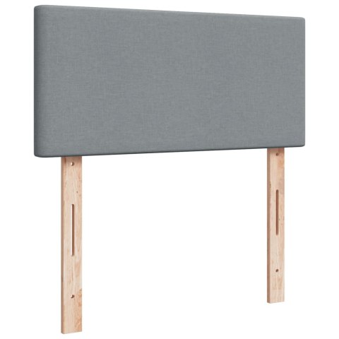 ŁÓŻKO KONTYNENTALNE Z MATERACEM JASNOSZARE TKANINA 90X200CM