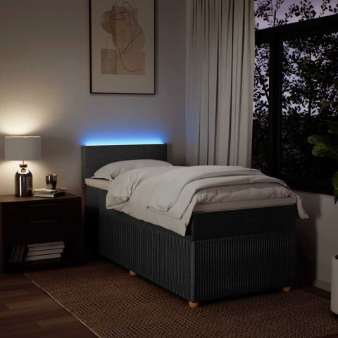 ŁÓŻKO KONTYNENTALNE Z MATERACEM CIEMNOSZARA TKANINA 90X190CM