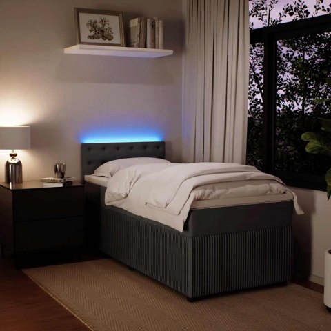 ŁÓŻKO KONTYNENTALNE Z MATERACEM CIEMNOSZARY AKSAMIT 80X200CM