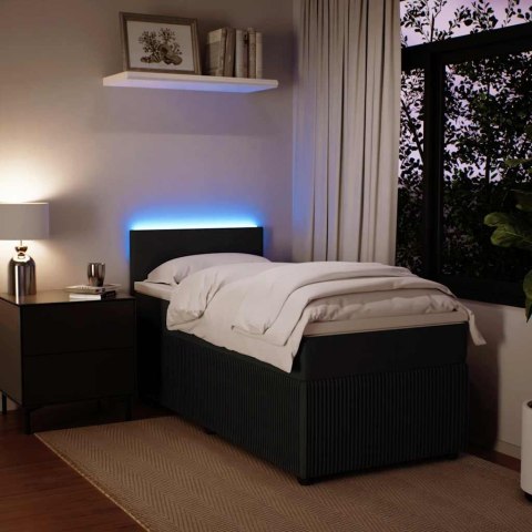 ŁÓŻKO KONTYNENTALNE Z MATERACEM CZARNE AKSAMIT 90X200CM