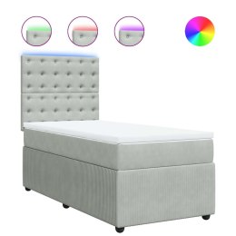 ŁÓŻKO KONTYNENTALNE Z MATERACEM JASNOSZARE AKSAMIT 90X190CM